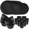 LIYH 48pcs Black Wheat Straw Dinnerware, Plates and Bowls Set,