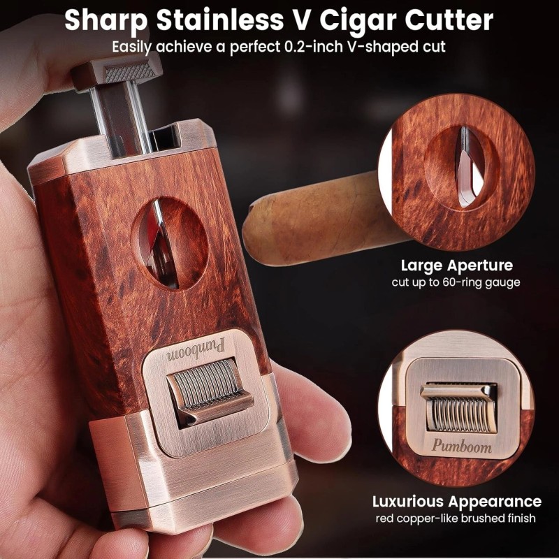 Pumboom All-in-One Torch Cigar Lighter with Built-in Cigar Cutter V