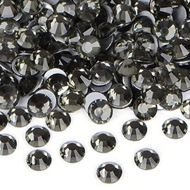 1440PCS Art Nail Rhinestones Non Hotfix Glue Fix Round Crystals Glass Flatback for DIY Jewelry Making with one Picking Pen (ss12 1440pcs, Black Diamond)