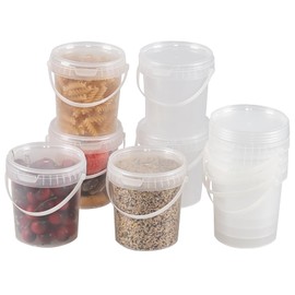 Innouse 10 Packs Clear Plastic Food Storage Containers, 0.8 L Round Ice Cream Bucket with Lid