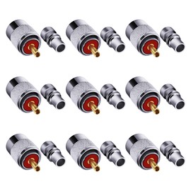 Fanbalunke PL259 Coaxial Connectors 9 Pcs PL-259 UHF Male Solder Connector Plug with Reducer, Teflon Material 50ohm for RG59 RG8 RG8x LMR400 RG213 Coaxial Cable Compatiable with Ham Radio Antenna