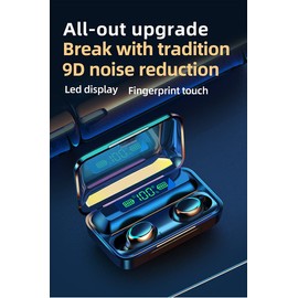 Genérico AI-1B Wireless Earbuds, Bluetooth 5.3 Headphones Microphone HiFi Stereo LED Display, Noise Reduction, Touch Control, IPX7 Waterproof Black Headphones