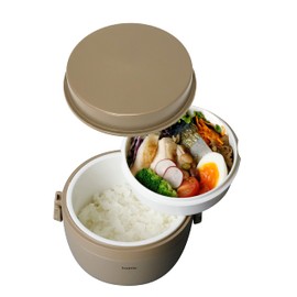 CBJAPAN Insulated Lunch Box, Rice Container, 11.2 fl oz (330 ml), Side Dish Container, 10.1 fl oz (310 ml), Beige, Stainless Steel, Vacuum Insulated Lunch Jar, Holms