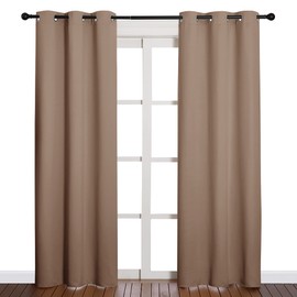 NICETOWN Window Treatment Thermal Insulated Solid Grommet Blackout Curtains/Drapes for Bedroom (1 Pair, 42 by 84 Inch, Cappuccino)