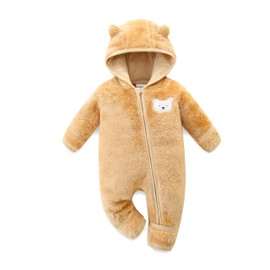 Soft and Cuddly Hooded Romper Toddler Jacket Bunting Cute Cartoon Animals for 9-12M Yellow
