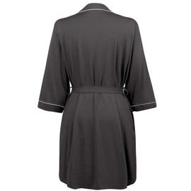 Amorbella Ladies Cotton Dressing Gown Short Robe for Spa Hotel (Black, XXL)