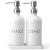 White Dish and Hand Soap Dispenser Set - Glass Kitchen