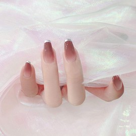 24 Pieces Sweet Nail Gradient for High Quality Ladys Taking Photos, Weddings, Coming-of-age Ceremonies, Parties, After-parties, False Nails