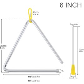 QHFlashbuy Triangle Musical Instrument, 6 Inch Triangle Percussion Instrument, Musical Instruments for Children, Striking Triangles with Bats for Early Musical Education