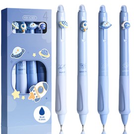 Erasable Ballpoint Pen Set with 4 Pens Planets Astronaut Space Rocket - Ball at the End for Removing Ink - Blue Ballpoint Pen - Diameter of Lead 0.5 - Erasable Ballpoint Pen
