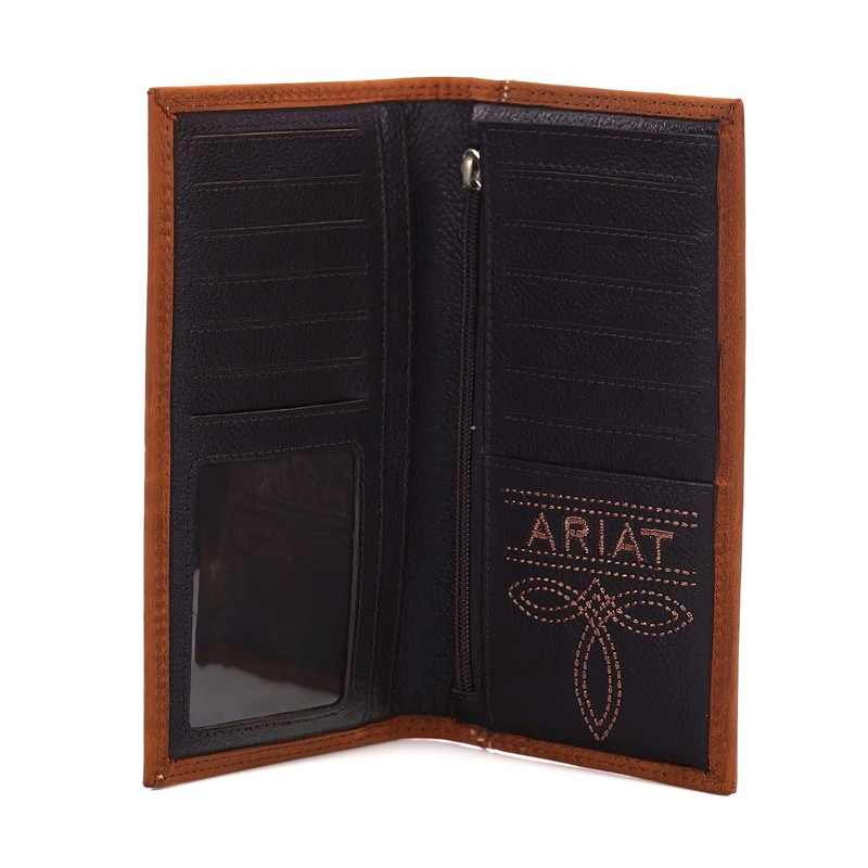 Ariat Rodeo Wallet Emboss Shield & Script Medium Brown, Leather
