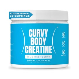 Curvy Body Bears Curvy Body Creatine Monohydrate Powder | Workout Support | Vegan | Kosher | Blue Raspberry Flavor 180 Grams (30 Servings)