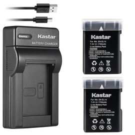 Kastar Battery (X2) & Slim USB Charger for Nik EN-EL14, EN-EL14a, ENEL14, MH-24 and Nik Coolpix P7000 P7100 P7700 P7800, D3100, D3200, D3300, D3400, D5100, D5200, D5300 DSLR, Df DSLR, D5600 Camera