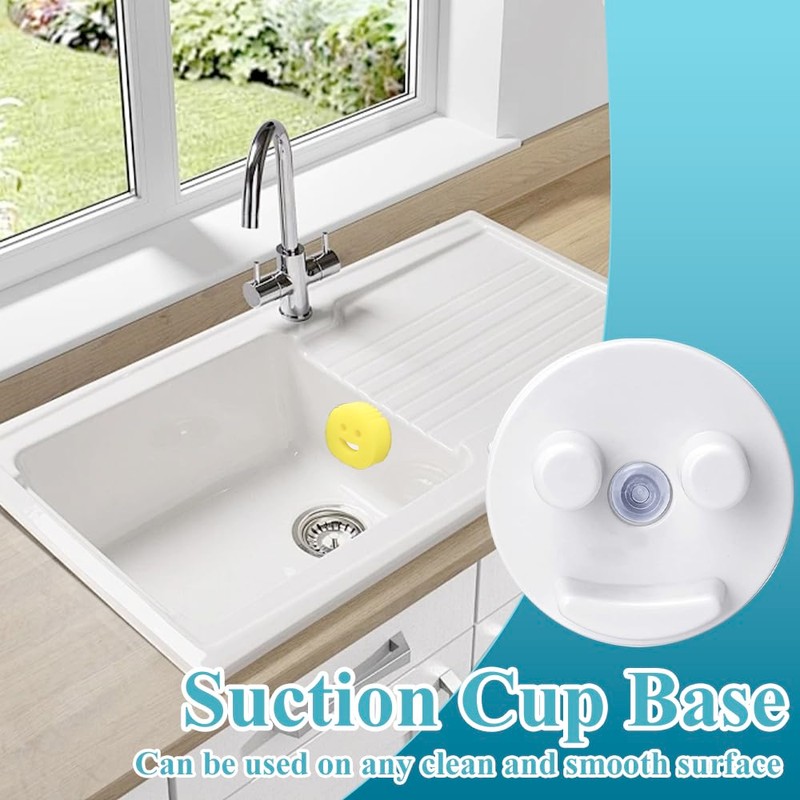 Scrub Sponge Holder Funny Smiley Face Sponge Storage Holder Suction