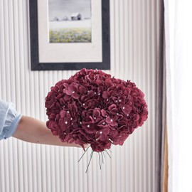 KISLOHUM Cinnamon Rose Artificial Hydrangea Flower Heads Hydrangea Silk Flowers with Stems for Wedding Centerpieces Bouquets DIY Floral Decor Home Decoration,Pack of 10pcs