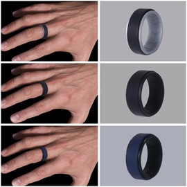 OIDEA Silicone Wedding Rings for Men: 4 Colors 8mm Width Breathable Air Grooves Rubber Wedding Engagement Bands Valentine's Day Gift for Him, Size 10