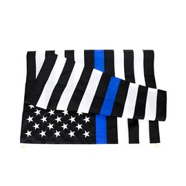 tnpun Thin Blue Line Police Flag 3x5 Embroidered Blue Lives Matter Flags Heavy Duty Blue Stripe Police Flag Banner Vivid Color with 2 Brass Grommets 4 Rows of Stitches for Outdoor
