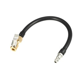 A ABSOPRO Universal Inflator Air Pump Hose Adapter Tyre Valve Inflator Hose with Lock on Air Chuck, 30cm Hose Length, Close, Copper Steel Rubber, Black Item Replacement
