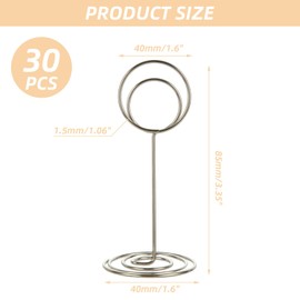 LDHHYH 30PCS Table Number Holders, 3.35inch Table Number Stands, Place Card Holders, Photo Holder for Wedding Party Restaurant Home Centerpiece Decorations Office Memo Picture Photo(Silver)
