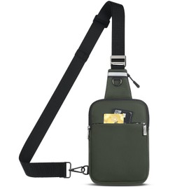 VADOO Mini Sling Bag with Multiple Pocket, Small Crossbody Bag with RFID Blocking for Women and Men, Lightweight Casual Phone Sling Shoulder Chest Bag for Travel,Green