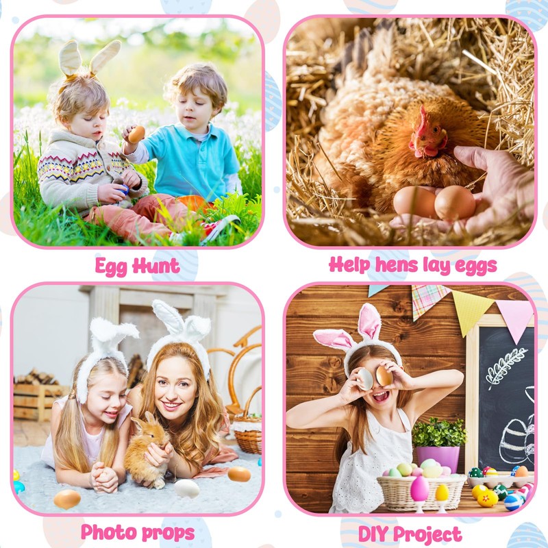18 PCS Wooden Fake Chicken Eggs,Wood Nest Egg Faux Egg