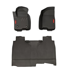 BaseLayer Floor Mats for Chevy Silverado/GMC Sierra 1500 (2019-2025), 2500/3500 HD (2020-2025) – Crew Cab Only – Made in USA – Premium All-Weather Mats – Front & Rear (Red Logo)