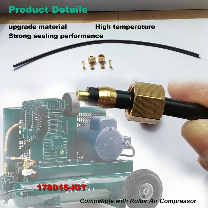 New 178D15-KIT Air Compressor Unloader Tube Kit Compatible With Rolair