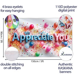 We Appreciate You Banner - Appreciation Banner - Thank You For All You Do for Employee Coworker Staff Teacher at Office, School, Party - 5x3ft (White)