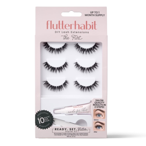 FlutterHabit Flirt Retail Lash Kit, DIY Eyelash Extensions, Lash Clusters