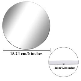 Aneco 6 Pack Acrylic Round Mirrors Non Glass Round Mirror Plate Self Adhesive Mirror Stickers for Home Wall Decor or Wedding Table Centerpiece, 6 Inches, (Thickness 2 mm)