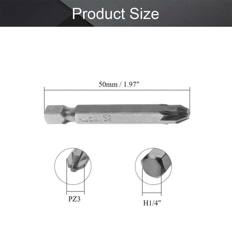 Utoolmart Pozidriv Screwdriver Bits, PZ3 Pozidriv Head Screw Driver Bit,