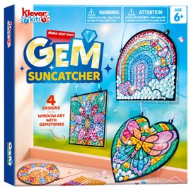 Klever Kits 4PCS Window Art Suncatcher Kits, Fun Gem Painting Kits, Diamond Art and Crafts for Boys Girls, Great Crafts Gift for Kids Birthdays Christmas Ages 6+