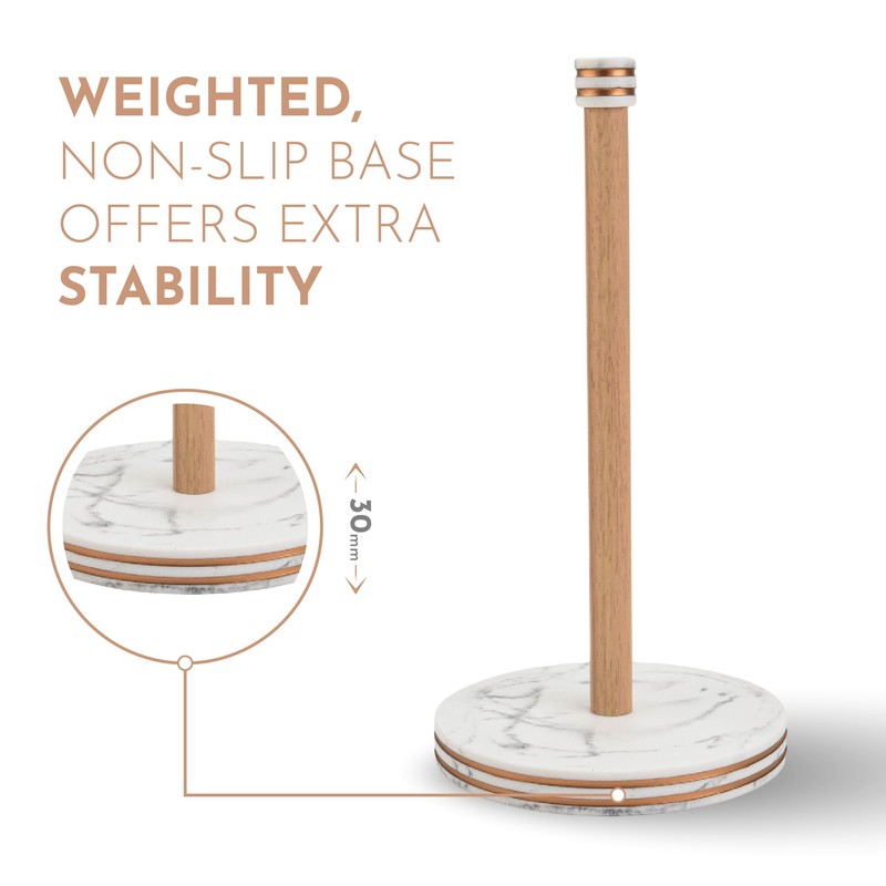 Saddet Stylish White Marble Paper Towel Holder Countertop Kitchen with
