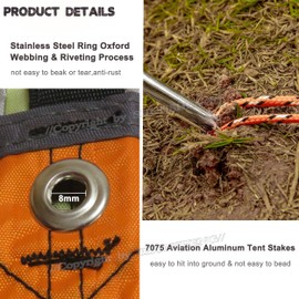 SHUNSHENG Camping Tarp Hammock Rain Fly RipStop Waterproof Tent Tarp, UV Protection, Lightweight Tarp for Camping, Outdoor Adventure, Backpacking, Hiking Survival Shelter, Orange, 3x2.95m, Rectangular