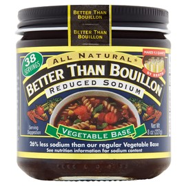 Better Than Bouillon All Natural Reduced Sodium Vegetable Base, Made with Seasoned Vegetables, Makes 9.5 Quarts of Broth, 38 Servings, 8 OZ Jar (Pack of 2)