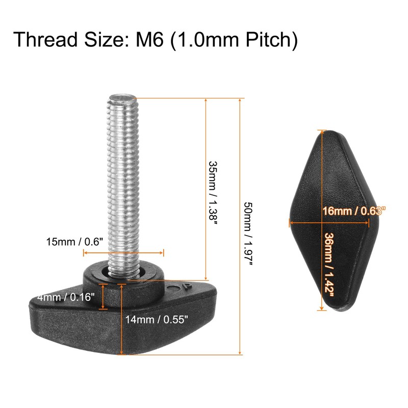 QUARKZMAN Pack of 6 Thumb Screw Wing Screws Plastic Tea