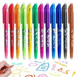 NSOLEX Erasable Pens 12Pack Rollerball Efface Pens 0.5mm Ballpoint Pens Quick Dry Liquid Ink Gel Pen Stationery for Drawing School Supplies and Writing Planners