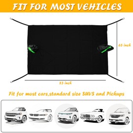 LUBYBG Car Windshield Snow Cover with Side Mirror Covers， Weatherproof Suitable for Ice & Sleet Winter, Sun, Frost, Extra Large Size Fits for Most Vehicles and SUV (83" x 65")