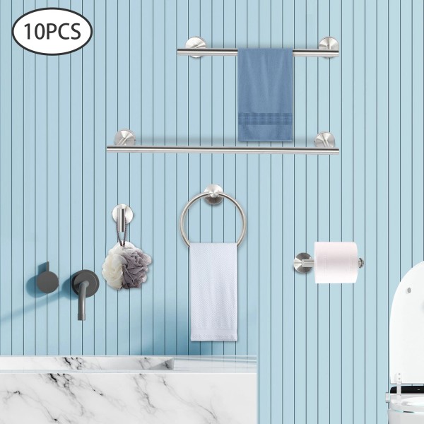 Unbranded Stainless Steel Towel Bar Set 10 Pieces Bathroom Hardware