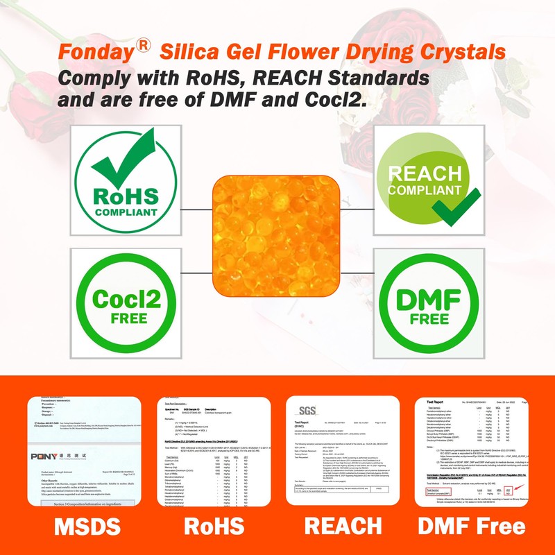 2LB Fonday Premium Moisture Indicating Silica Gel Desiccant Orange to
