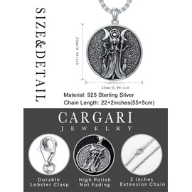 Cargari 925 Sterling Silver Mythology Paganism Pendant Necklace Amulet Protection Jewelry Gift for Men Women Christmas Valentine's Day(with Gift Box), Sterling Silver, No Gemstone