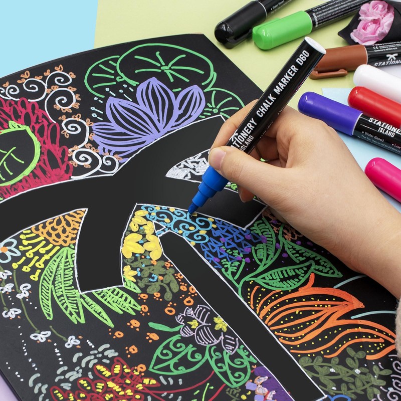 STATIONERY ISLAND Chalk Pens for blackboard, Liquid Chalk Markers for