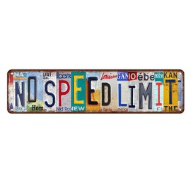 No Speed Limit Sign Garage Decor Road Signs Room Decoration Room Decor Y2k Grunge Room Tin Sign Cars Bedroom Decorations For Boys Hot Wheels Signs 4x16 Inch