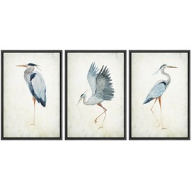 MUDECOR Framed Canvas Print Wall Art Heron Bird Wild Animal Prints Minimalist Modern Art Boho Relax Cozy Decor for Bedroom - 24"x36"x3 BLACK