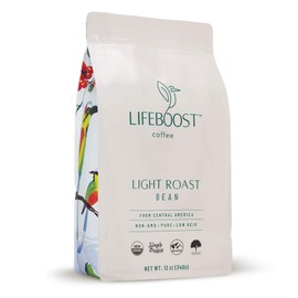 Lifeboost Coffee Light Roast Whole Bean Coffee - Low Acid Single Origin Usda Organic Coffee Beans - Non-Gmo Light Roast Coffee Beans Third Party Tested For Mycotoxins & Pesticides - 12 Ounces