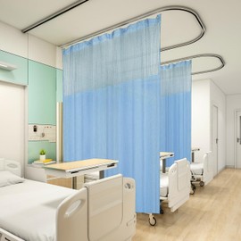 DotheDrape 10ft Wide x 7ft Tall Cubicle Curtain Divider Curtains Privacy Cubicle Curtain with Grommet Top (1 Panel, Blue)