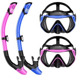 Snorkeling Gear for Adults, Dry-Top Snorkel Set Scuba Diving mask, Snorkel Mask