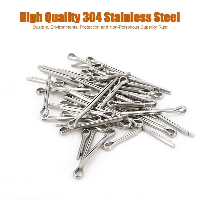 ISPINNER 150pcs 304 Stainless Steel Cotter Pin Clip Key Fastener