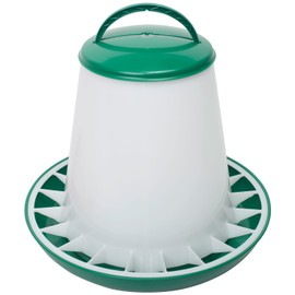 Poultry Feeder 6 kg, Green, Automatic Feeder for Chickens, Feeding Trough for Poultry, Dispenser for Chicken Food, Hanging Feeding Station with Lid