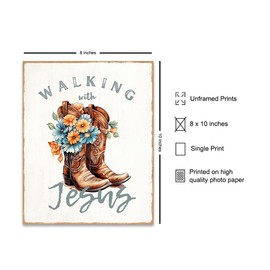 Country Decor Christian Wall Decor - Shabby chic Inspirational Wall Decor - Cowgirl Farmhouse Wall Art - Boho Wall Decor, Religious Gifts for Women - spiritual Jesus Decor, positive Quotes Wall Decor